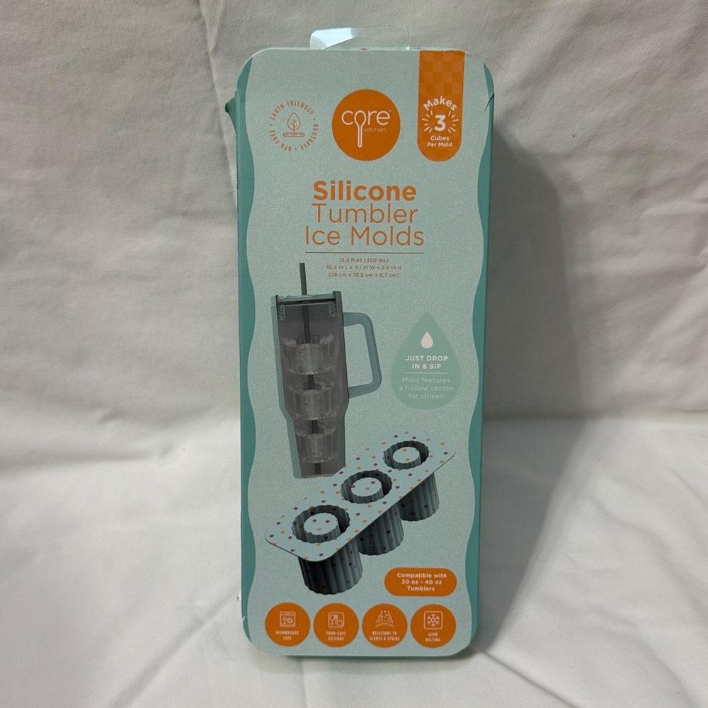 NWT Nordstrom - Core Kitchen Pastel Green Silicone Tumbler Ice Molds - 3 Sizes